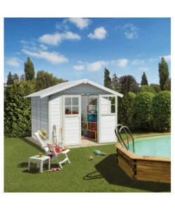 Casetta da giardino in pvc grosfillex "deco 5" bianco e grigio-verde 295x261x236 cm - 22905140